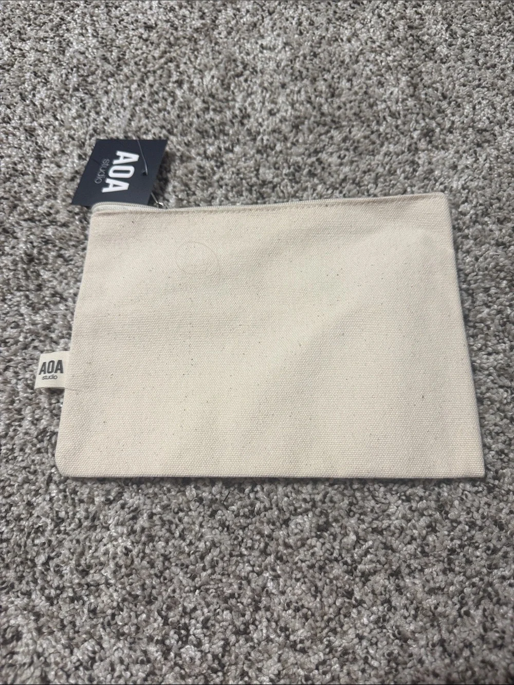 Aa Studio Cream Canvas Pouch with Black Eyelashes and Red Lips
